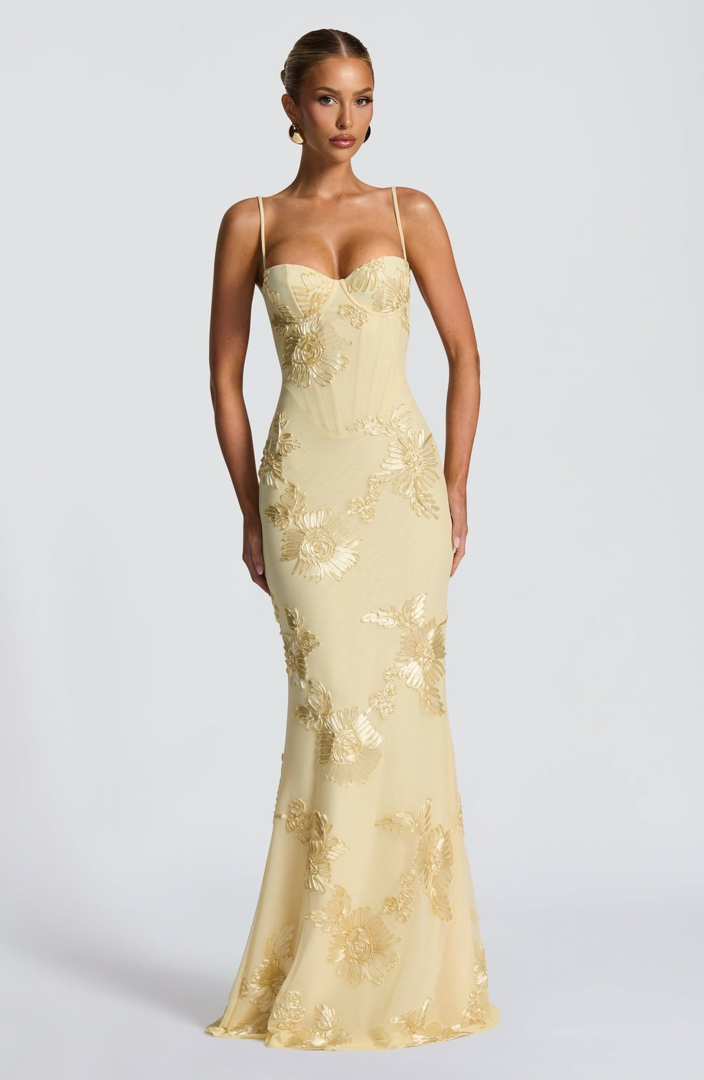 Vestido Largo de Fiesta Mujer Bordado Floral Tirantes