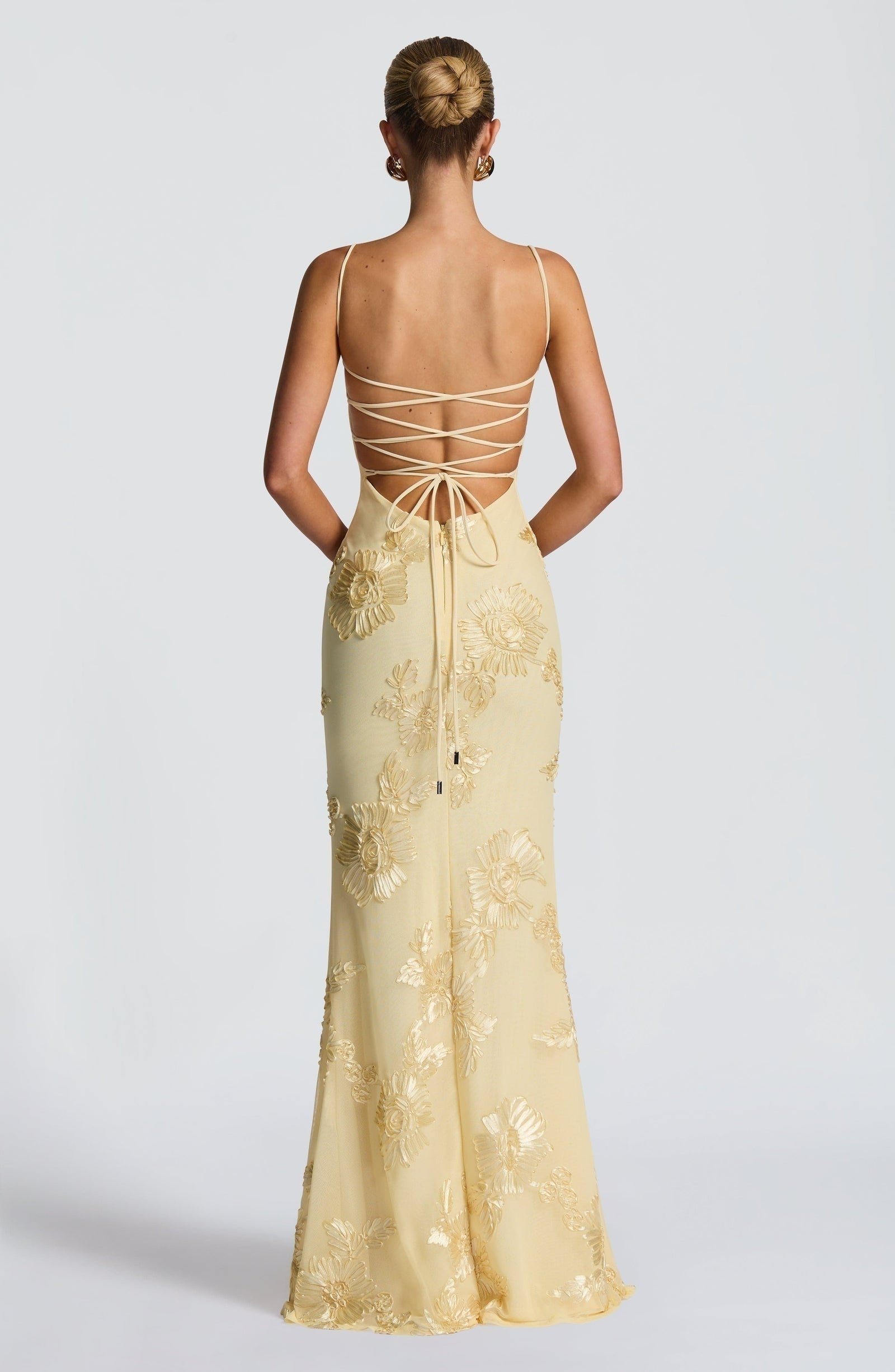 Vestido Largo de Fiesta Mujer Bordado Floral Tirantes