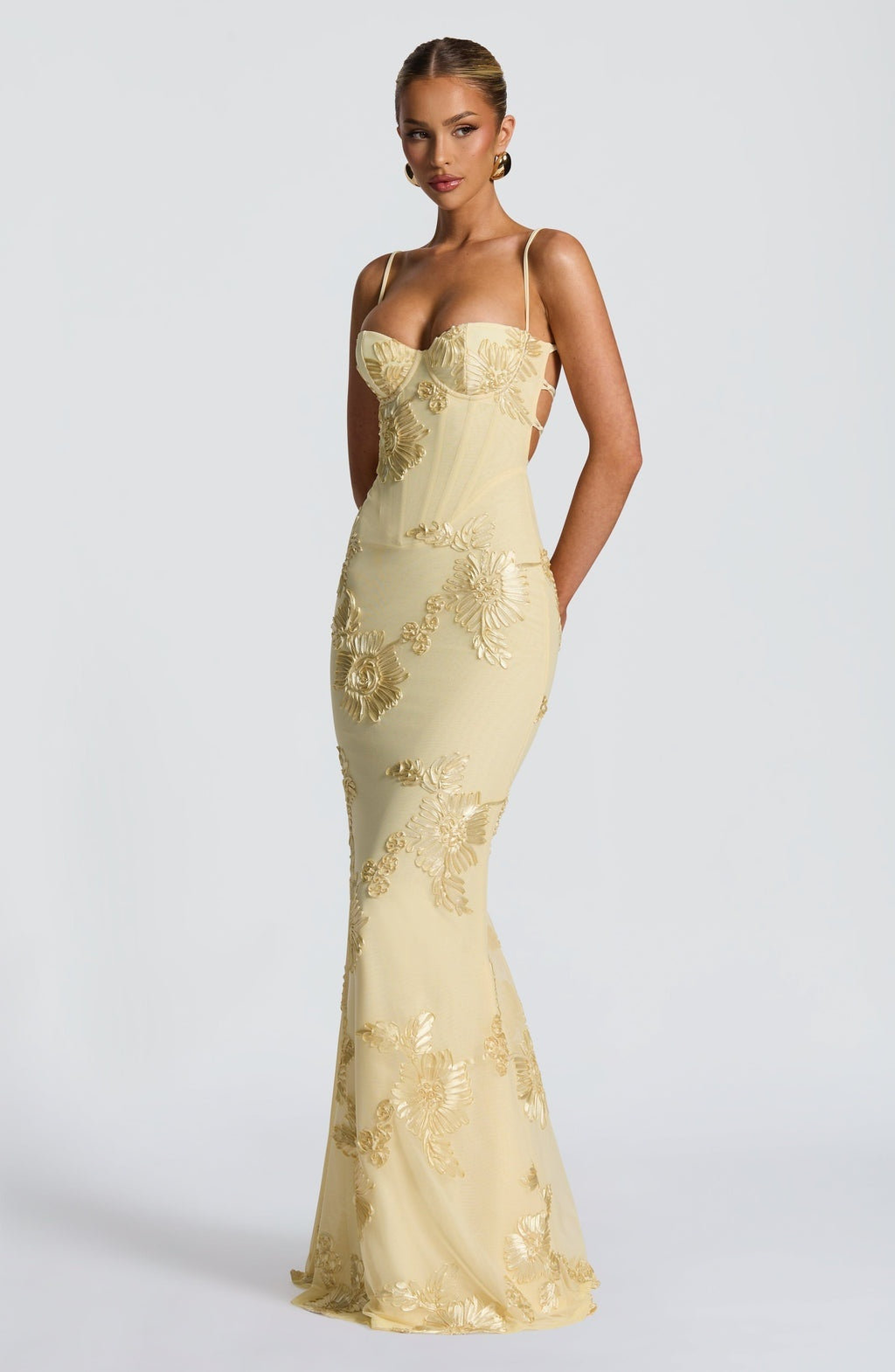 Vestido Largo de Fiesta Mujer Bordado Floral Tirantes