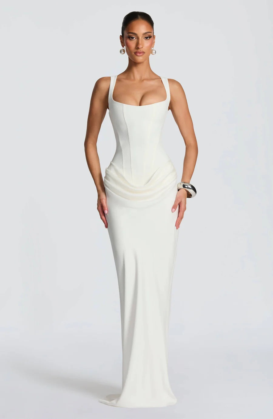 Vestido Largo de Fiesta Mujer Escote Corazón Tirantes