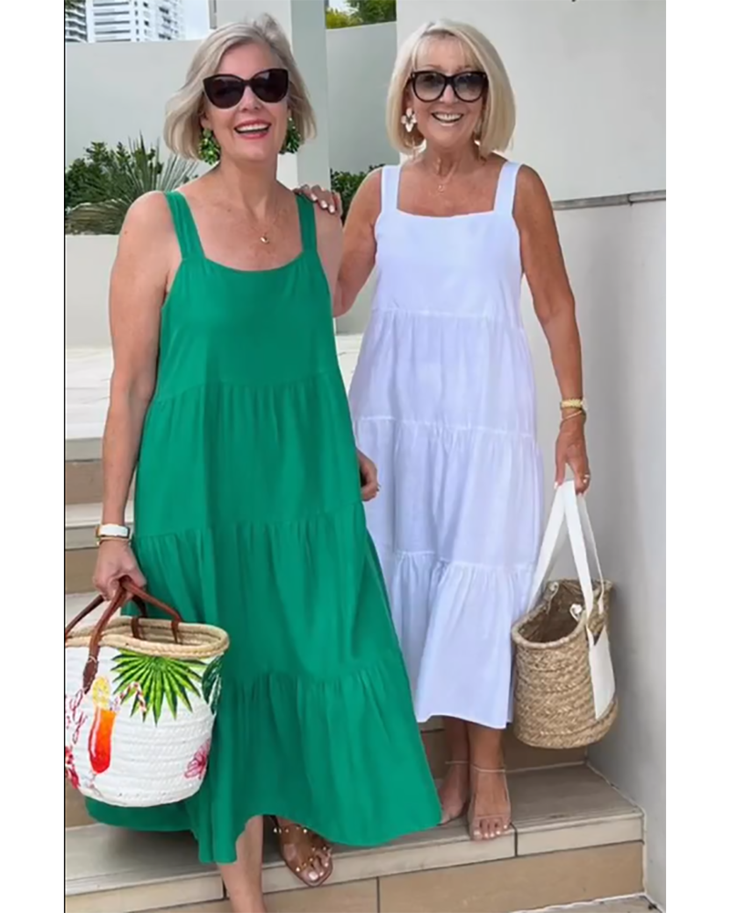 Vestido Largo de Fiesta Mujer Tirantes Volantes