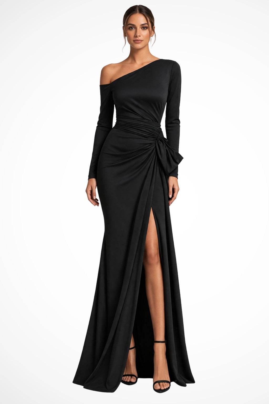 Vestido Largo de Gala de Un Hombro Mujer Abertura Lateral