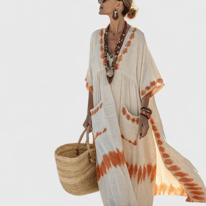 Vestido Largo de Novia Boho Mujer Bordados Étnicos