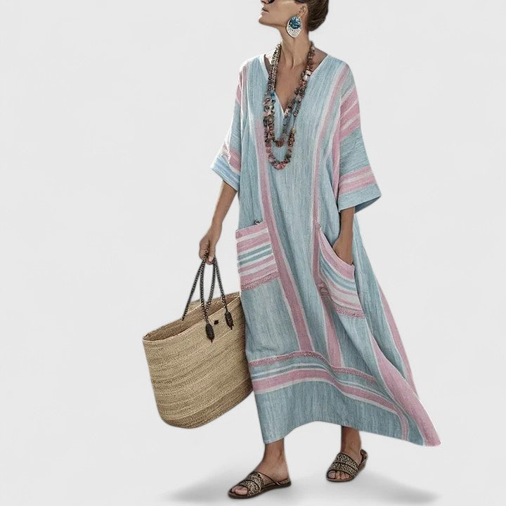 Vestido Largo de Novia Boho Mujer Bordados Étnicos