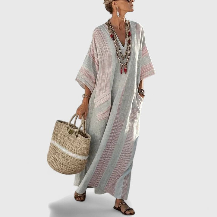 Vestido Largo de Novia Boho Mujer Bordados Étnicos