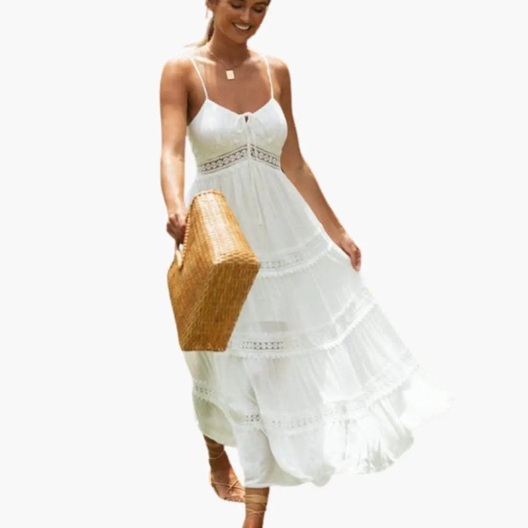 Vestido Largo de Novia Boho Mujer Encaje Tirantes