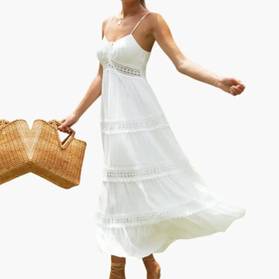 Vestido Largo de Novia Boho Mujer Encaje Tirantes