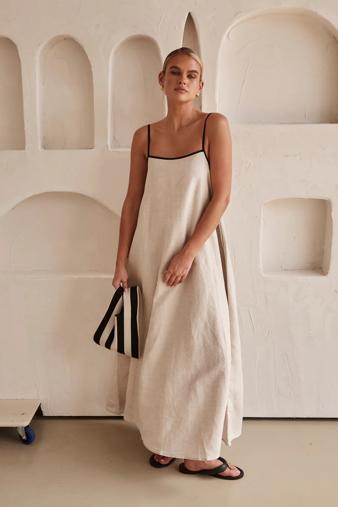 Vestido Lencero Largo de Tirantes Mujer