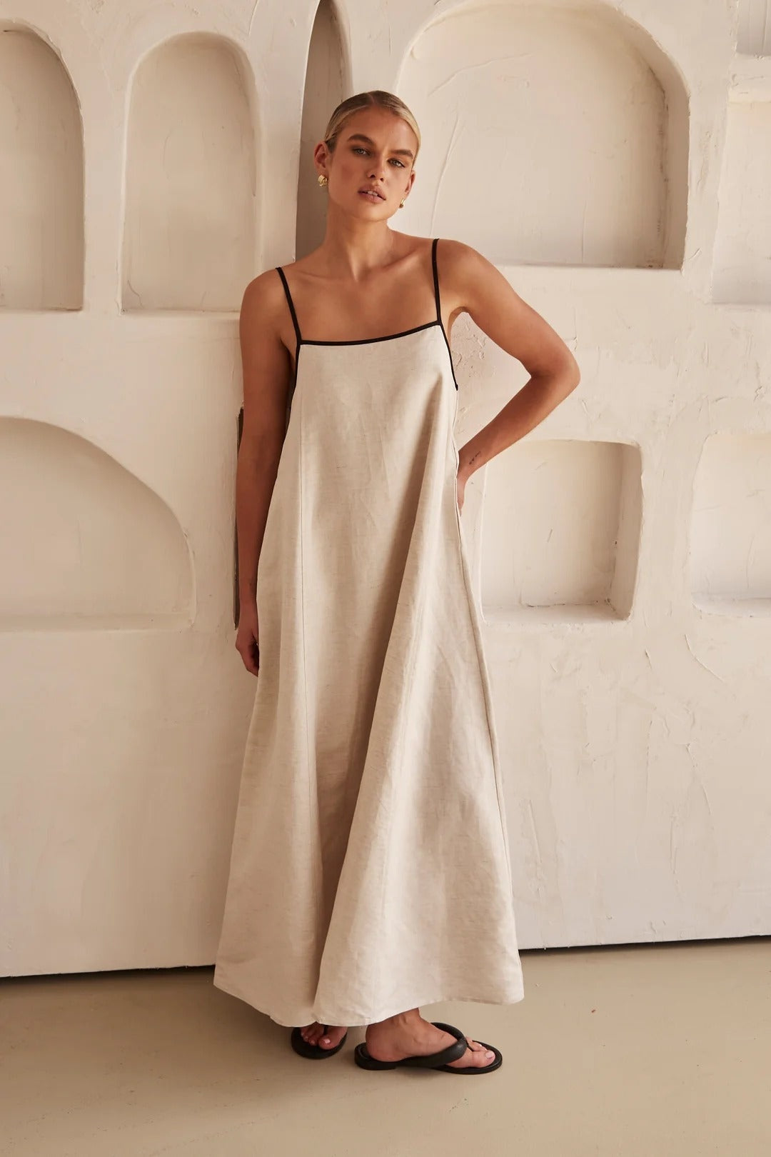 Vestido Lencero Largo de Tirantes Mujer