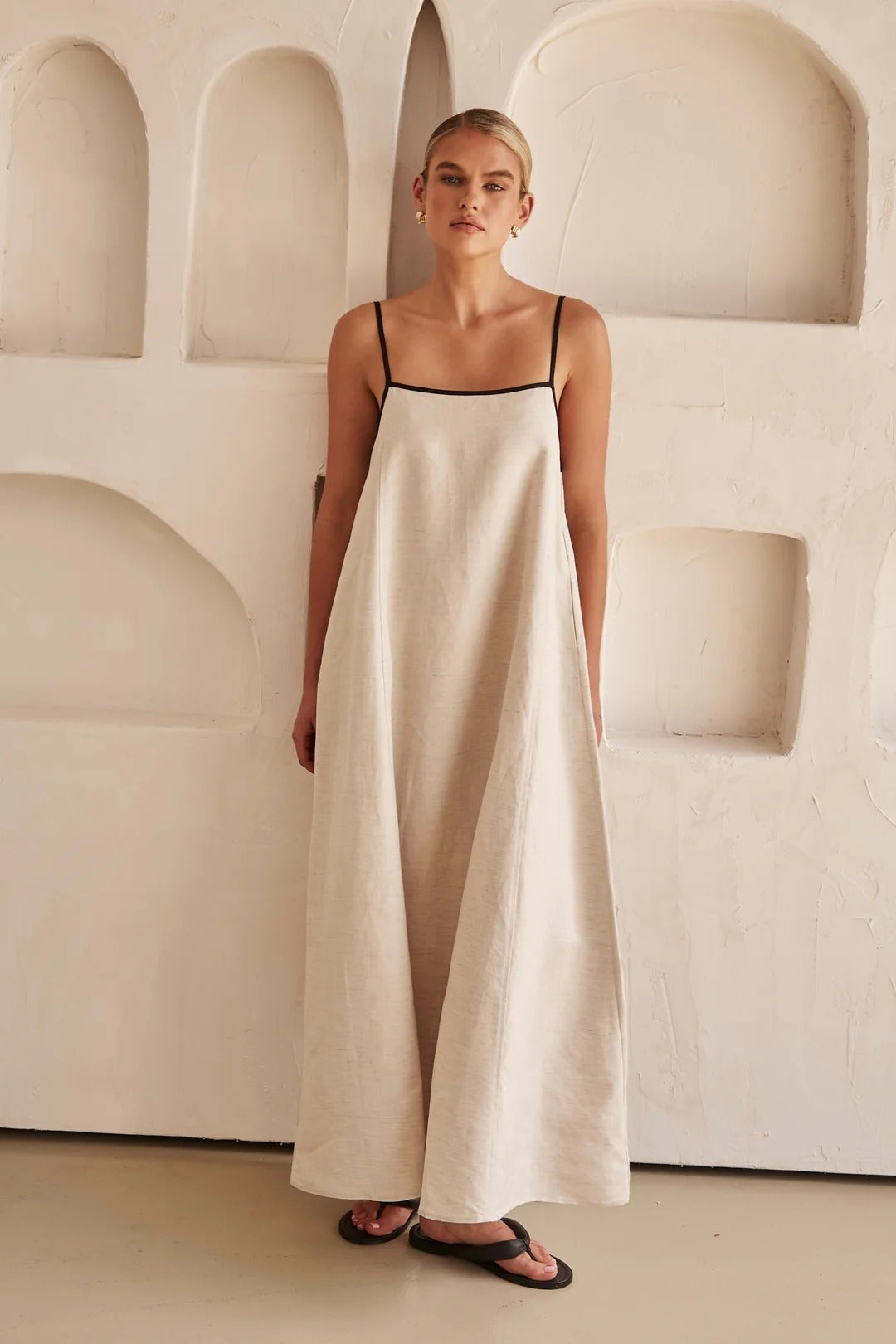 Vestido Lencero Largo de Tirantes Mujer