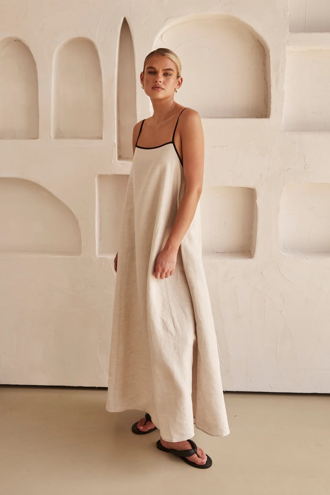 Vestido Lencero Largo de Tirantes Mujer
