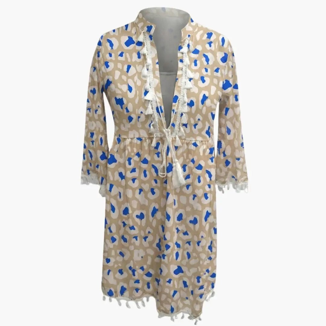 Vestido Midi Camisero Estampado Floral Mujer Manga Larga