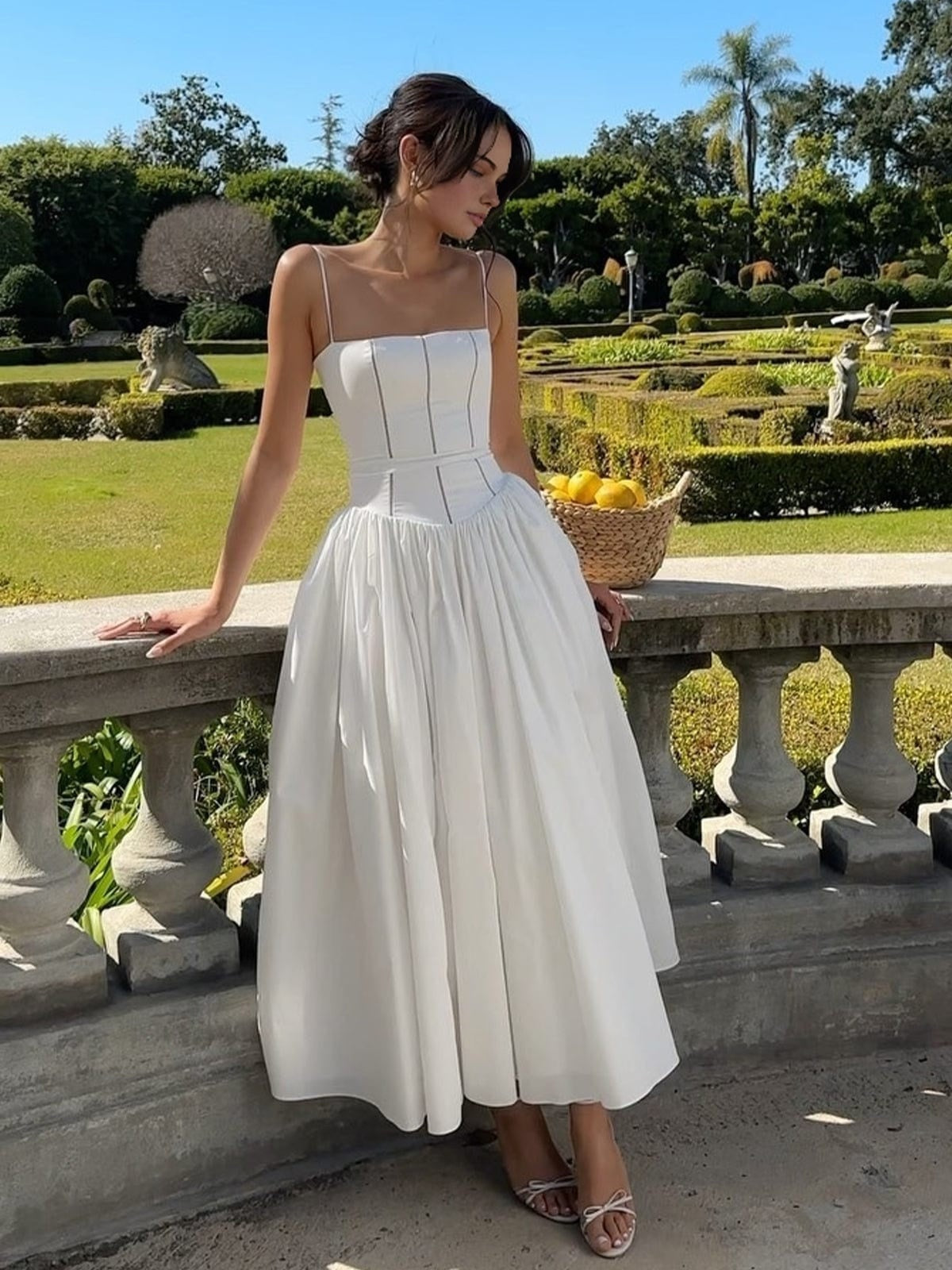 Vestido Midi de Corsé de Invitada Mujer Tirantes