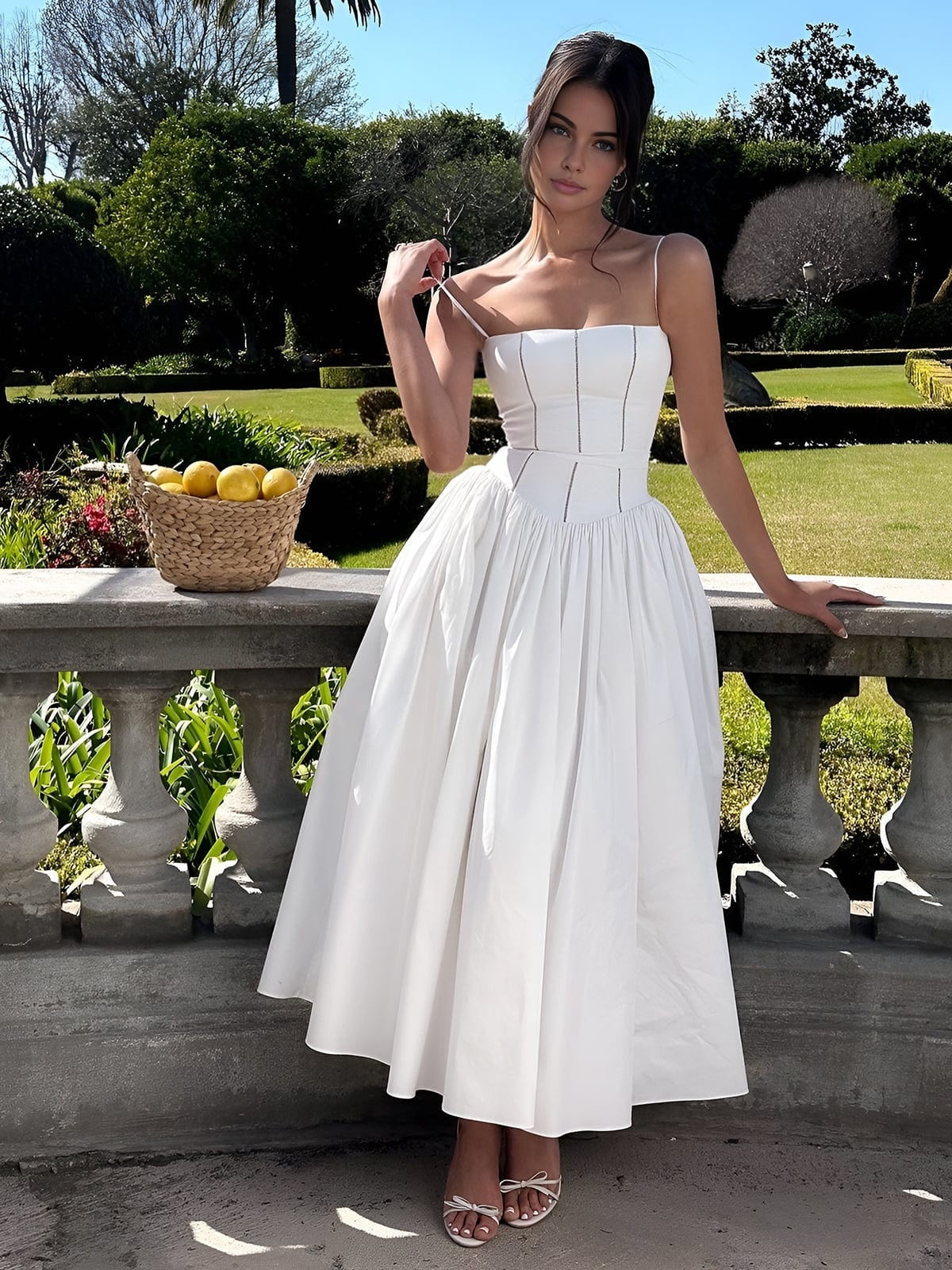 Vestido Midi de Corsé de Invitada Mujer Tirantes