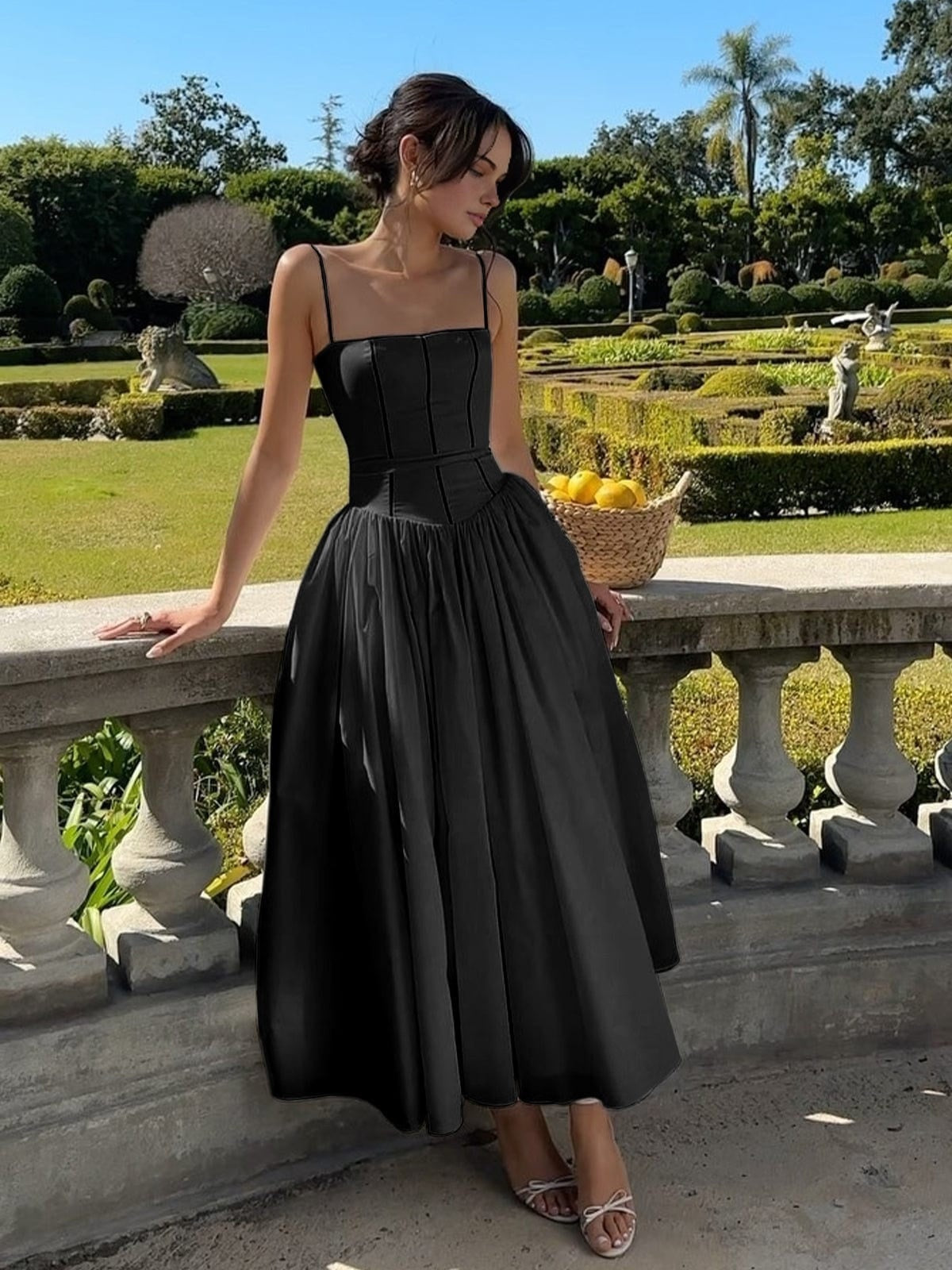 Vestido Midi de Corsé de Invitada Mujer Tirantes