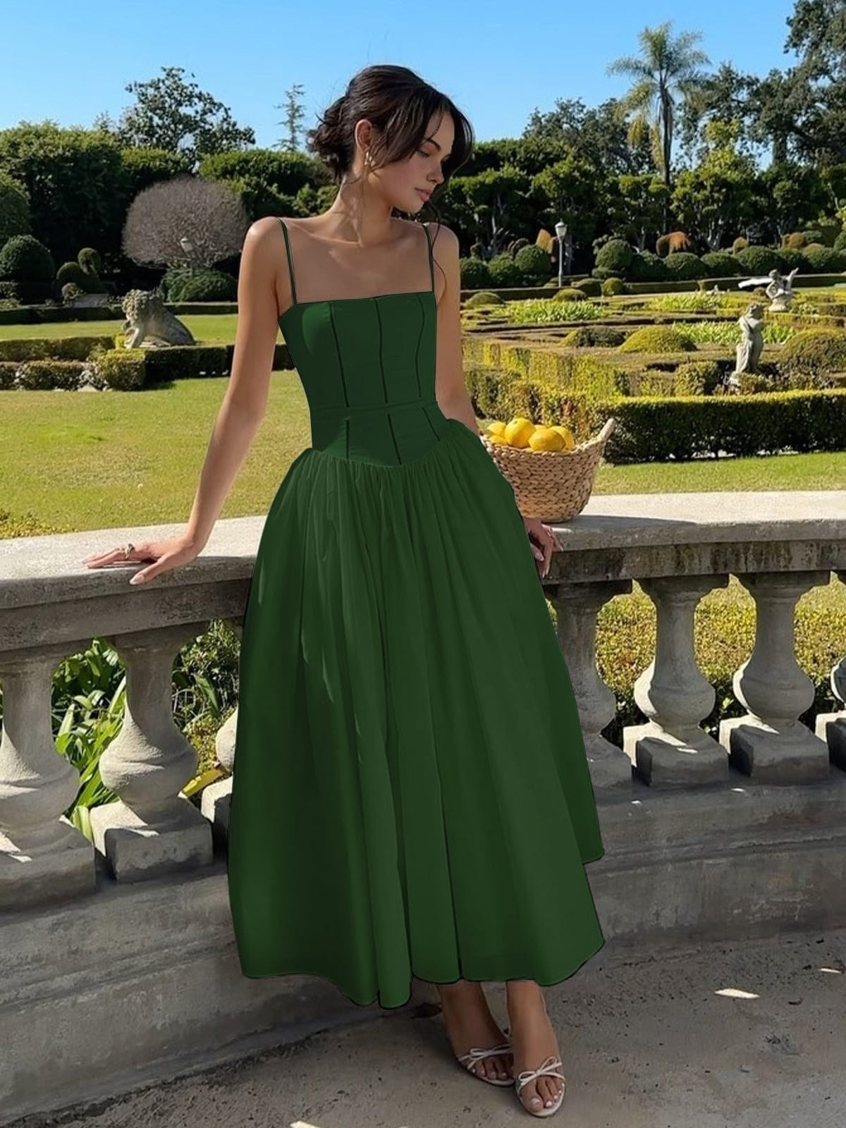 Vestido Midi de Corsé de Invitada Mujer Tirantes