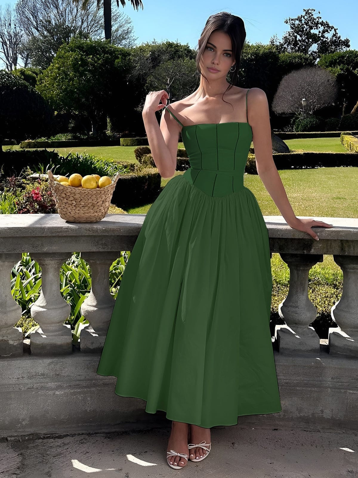 Vestido Midi de Corsé de Invitada Mujer Tirantes