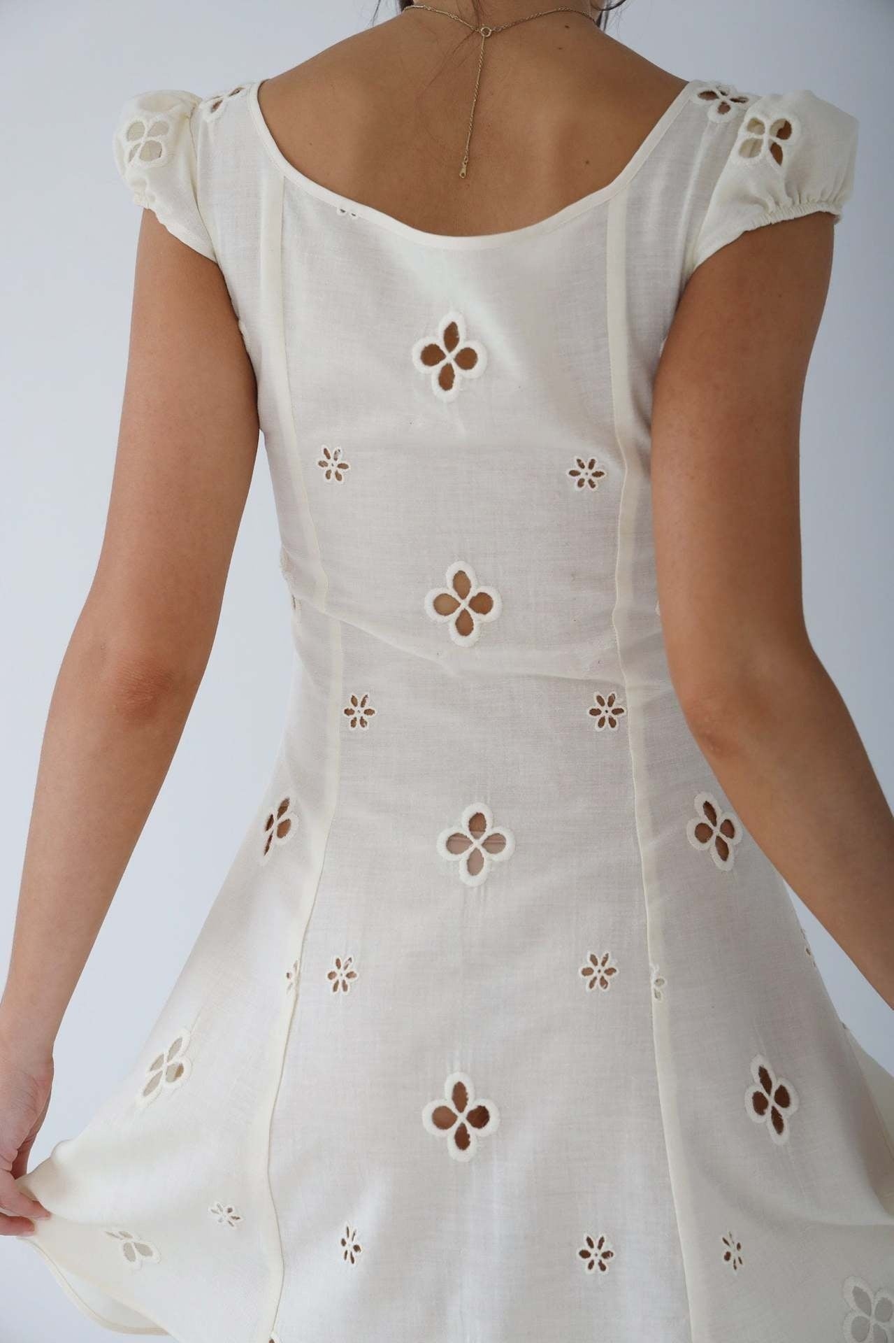 Vestido Midi de Invitada de Boda Mujer Bordado Calado