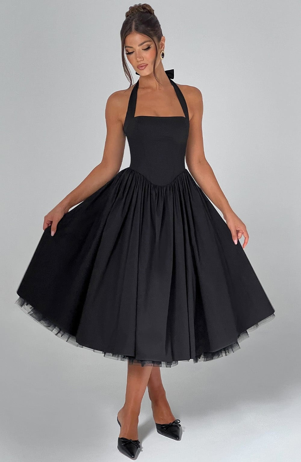 Vestido Midi de Novia Civil Halter Mujer