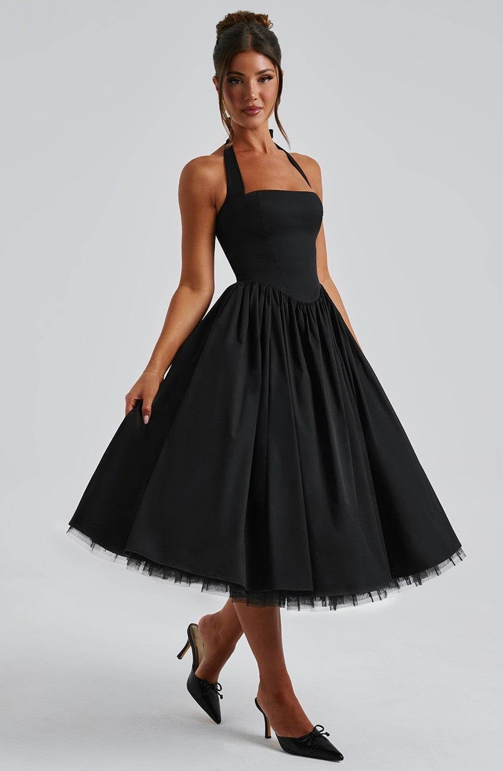 Vestido Midi de Novia Civil Halter Mujer