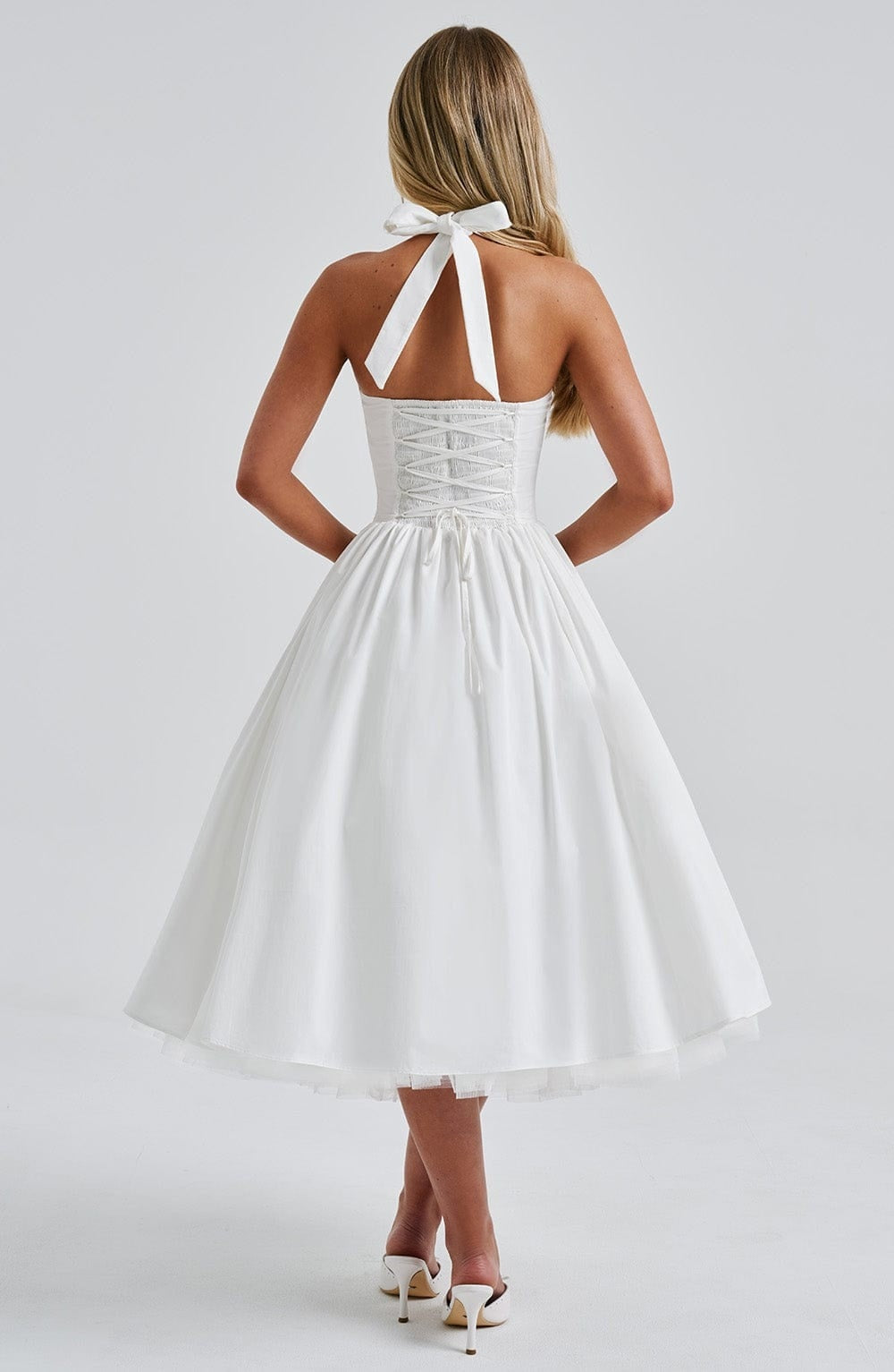 Vestido Midi de Novia Civil Halter Mujer