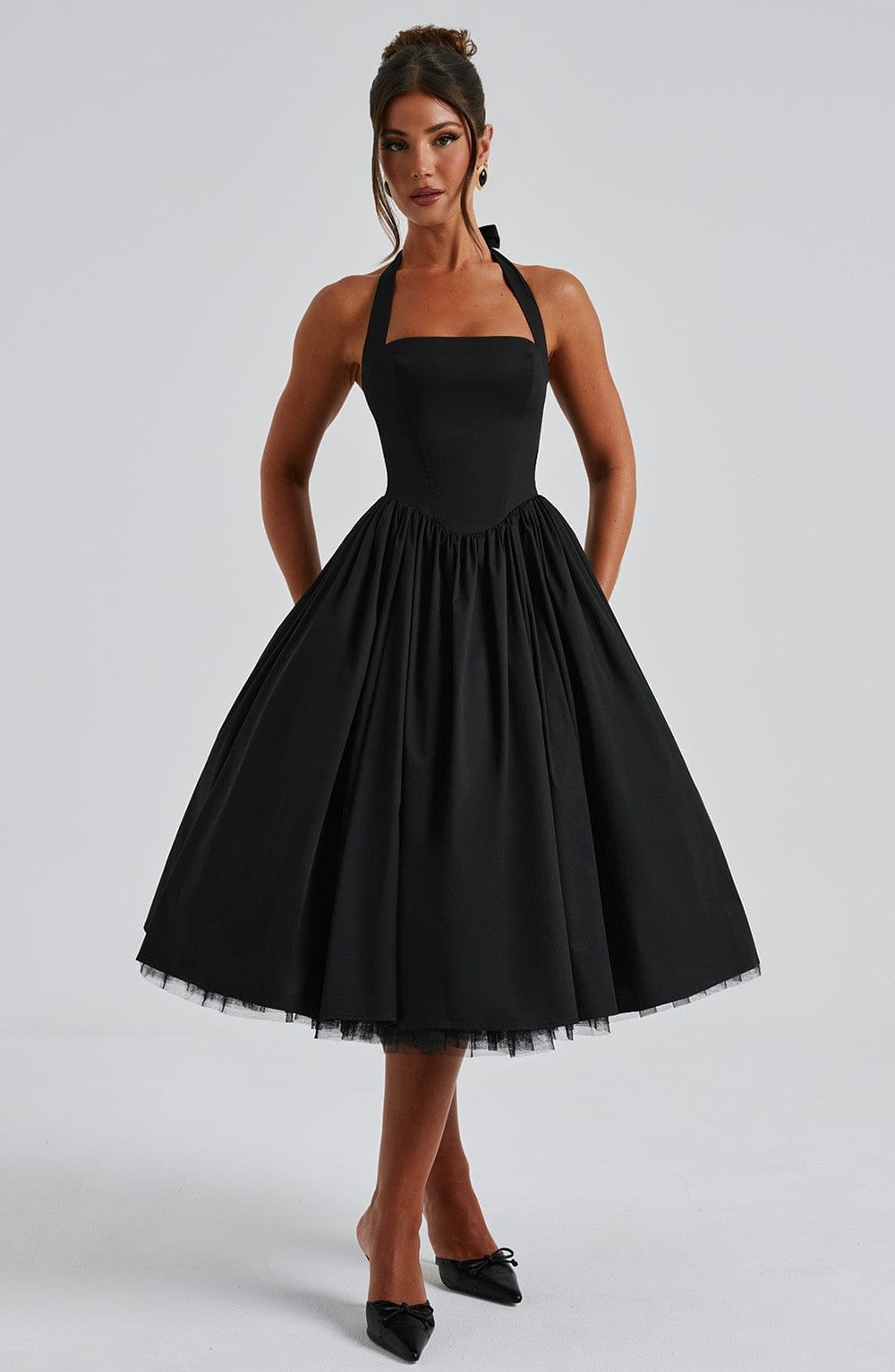 Vestido Midi de Novia Civil Halter Mujer