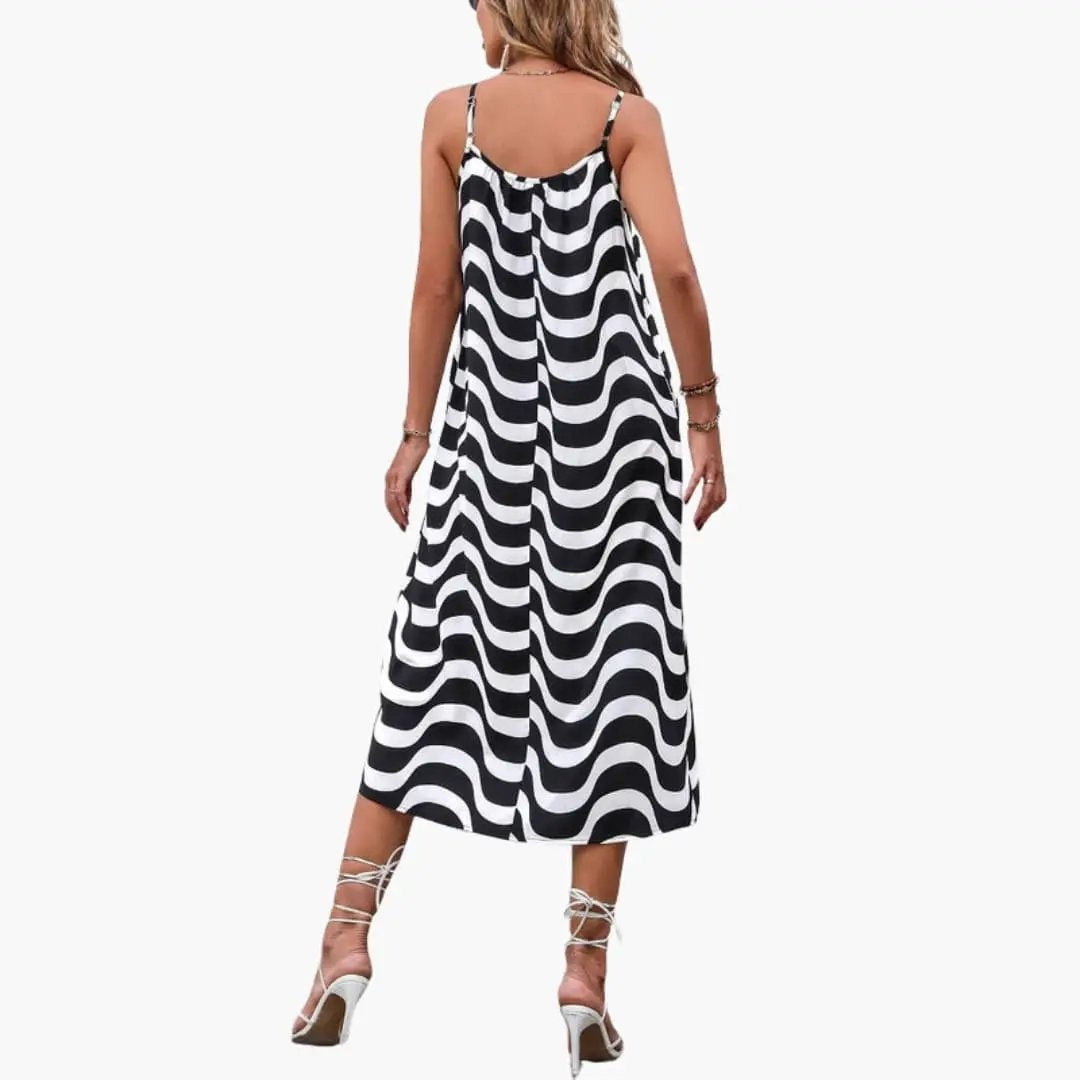 Vestido Midi Estampado Geométrico Mujer Tirantes