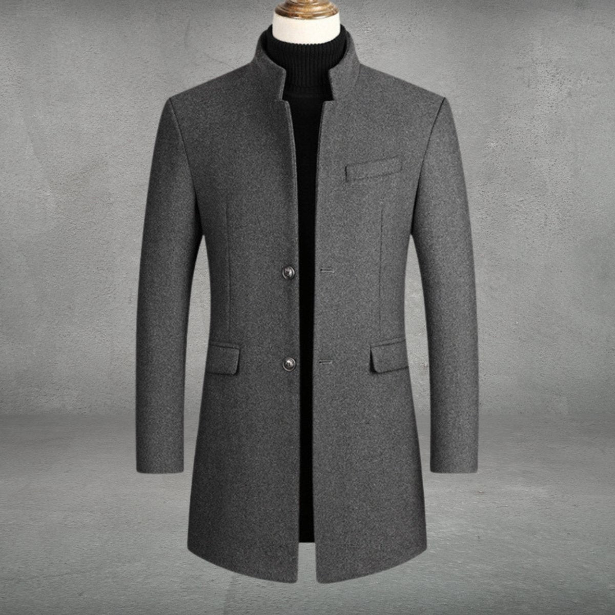 Víctor | Abrigo de Paño Slim Fit Hombre Cuello Mao