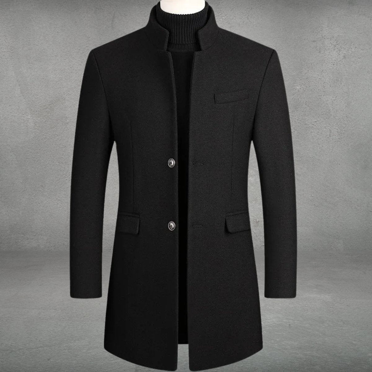 Víctor | Abrigo de Paño Slim Fit Hombre Cuello Mao