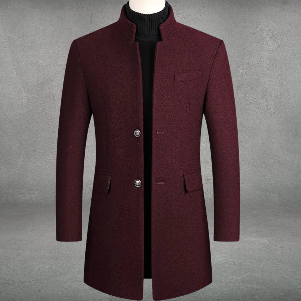 Víctor | Abrigo de Paño Slim Fit Hombre Cuello Mao