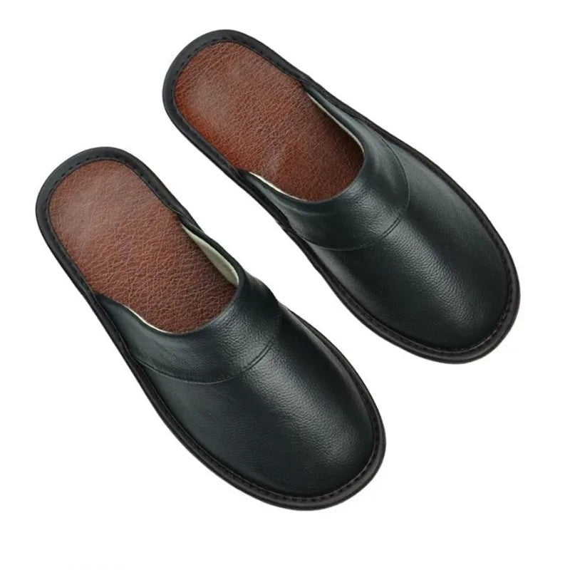 Zapatillas Sin Cordones de Cuero Hombre Casa