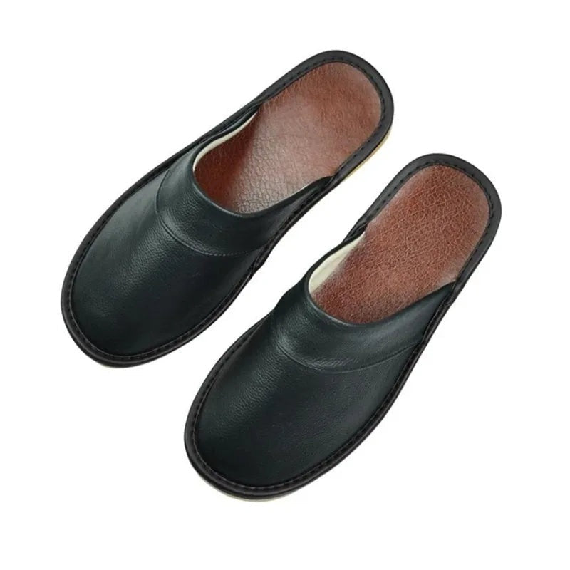 Zapatillas Sin Cordones de Cuero Hombre Casa