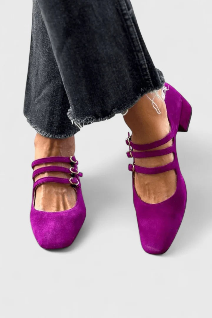 Zapatos de Tacón con Múltiples Correas Mujer Punta Cuadrada