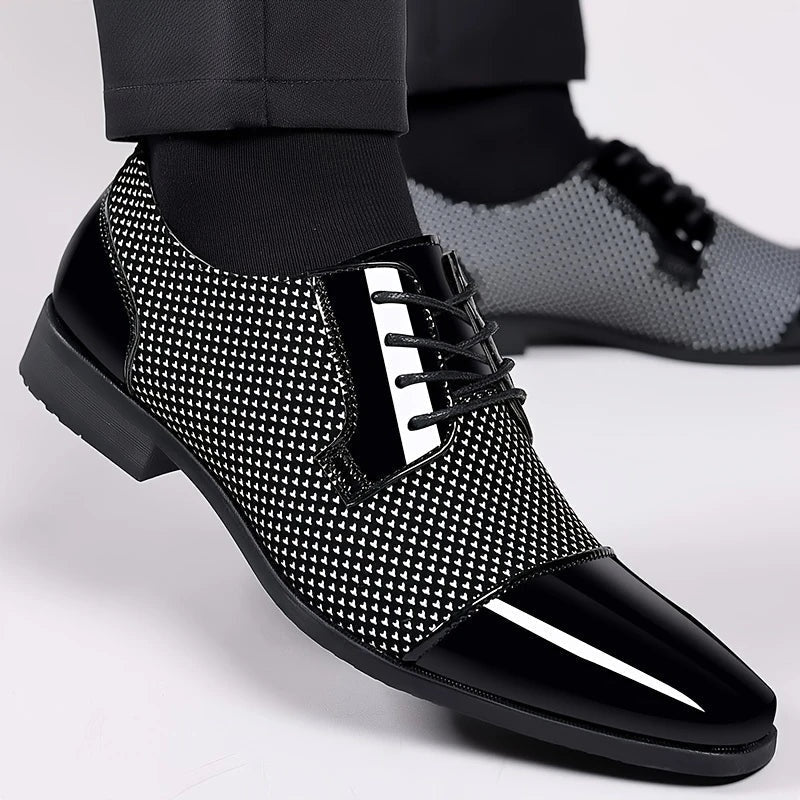 Zapatos Oxford Hombre Textura Geométrica Cordones