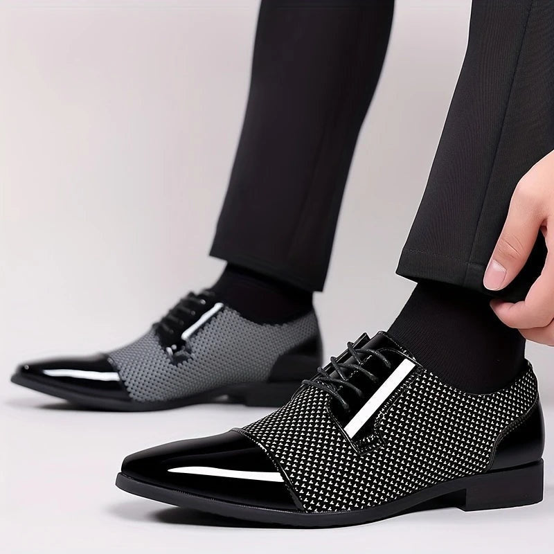 Zapatos Oxford Hombre Textura Geométrica Cordones