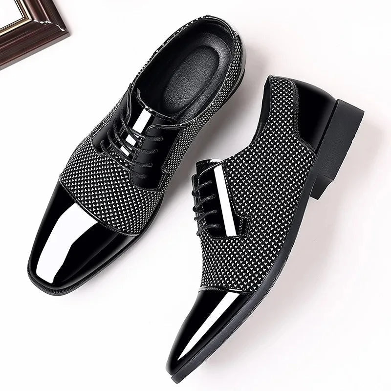 Zapatos Oxford Hombre Textura Geométrica Cordones