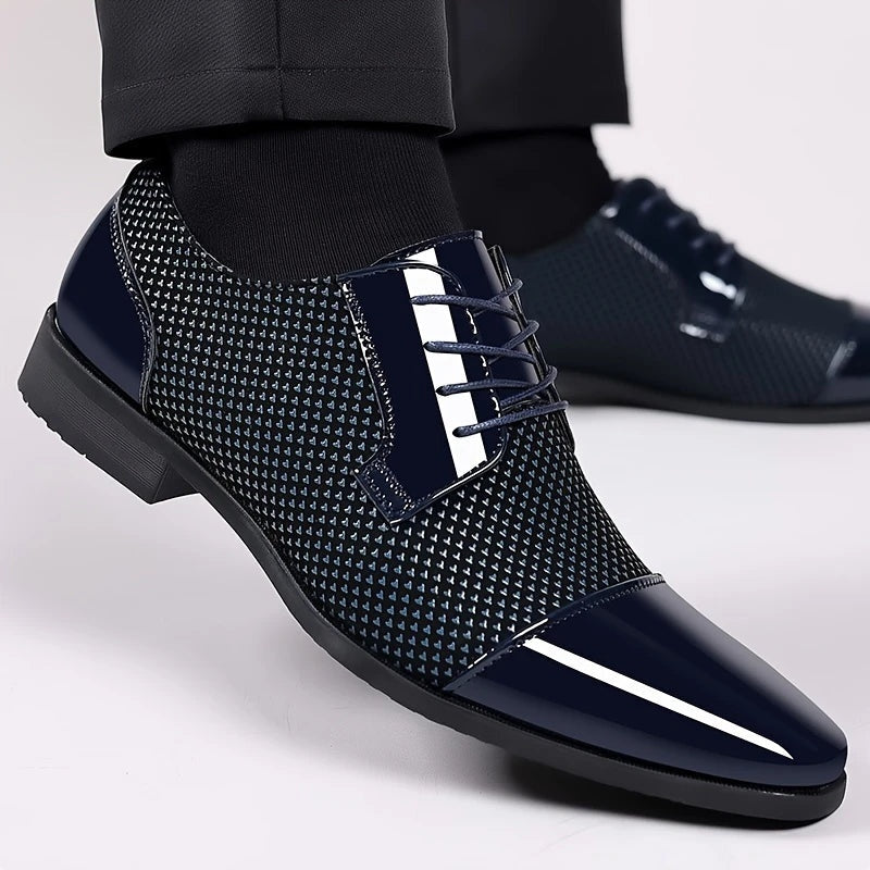 Zapatos Oxford Hombre Textura Geométrica Cordones