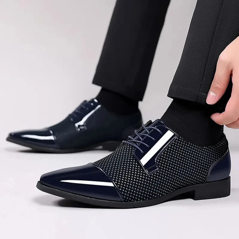 Zapatos Oxford Hombre Textura Geométrica Cordones