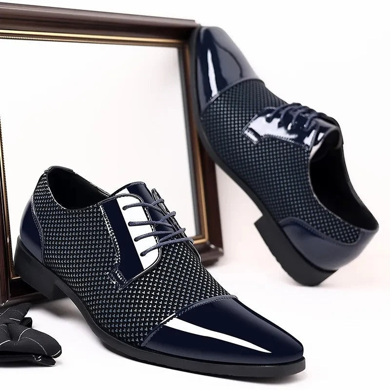 Zapatos Oxford Hombre Textura Geométrica Cordones