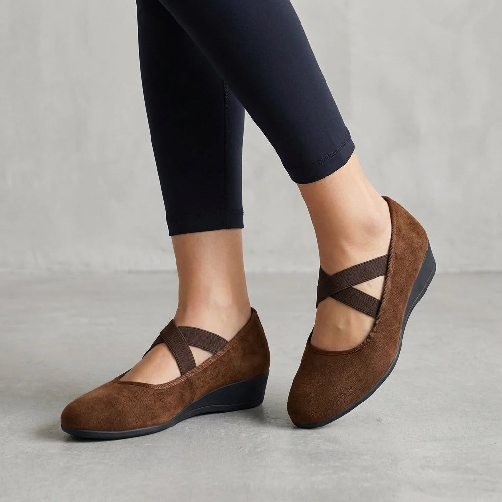 Zapatos Planos de Cuña con Tiras Cruzadas Mujer