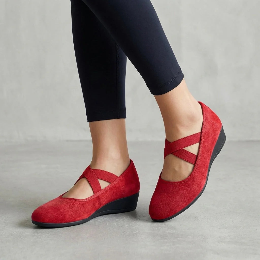 Zapatos Planos de Cuña con Tiras Cruzadas Mujer